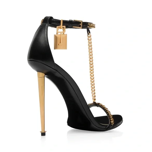 Tom Ford Black and Gold Chain Heels - Picture 13 of 16
